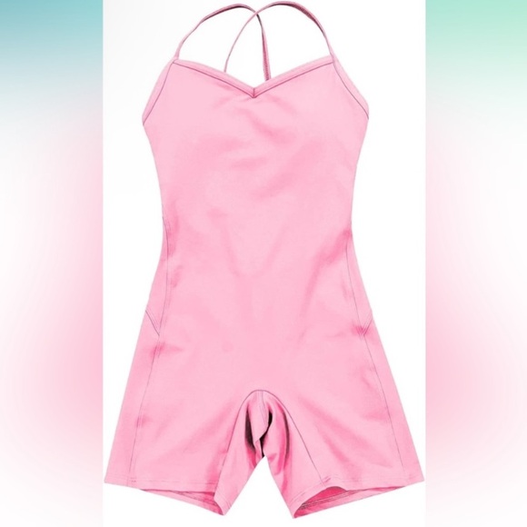 Women's Pink Tank Romper Bodysuit - Picture 3 of 4